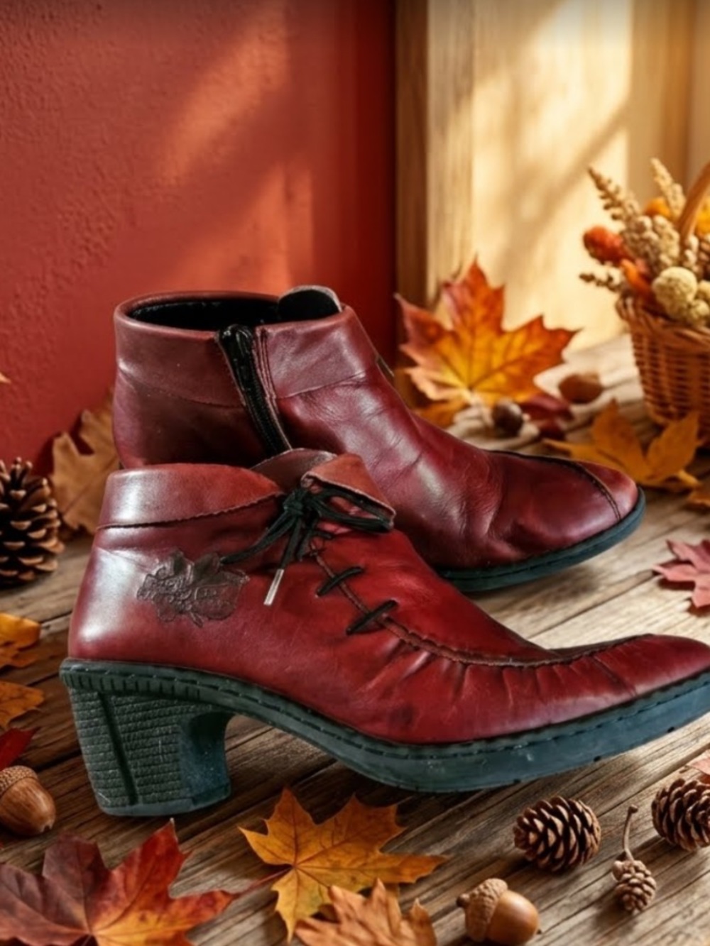 Rieker Rebecca Burgundy Leather Thermal
Lined Ankle Boots Sz 8.5